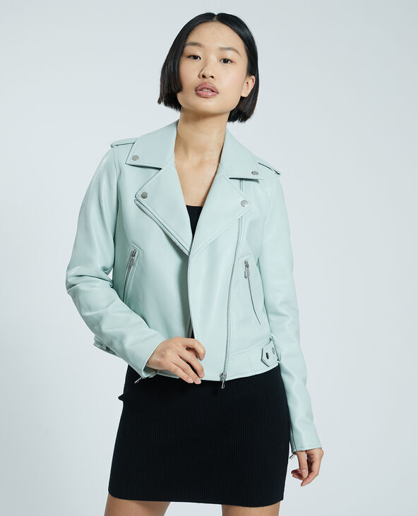 Blouson biker simili cuir vert clair - Pimkie