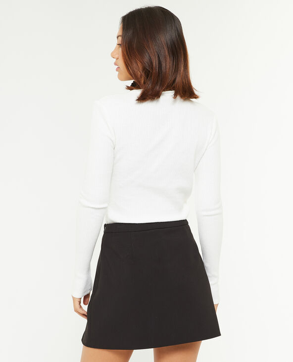 Pull fin en maille côtelée col cheminée blanc - Pimkie