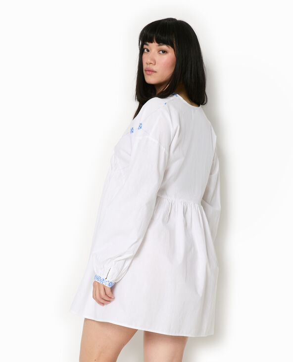 Robe brodée manches longues blanc - Pimkie