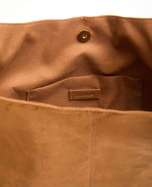 Grand sac cabas en suédine camel - Pimkie