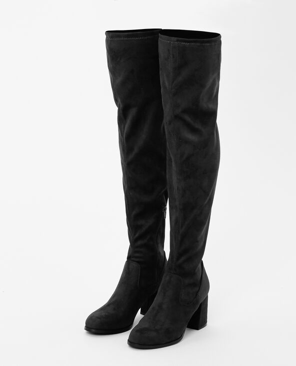 Cuissardes suédine à talons noir - Pimkie