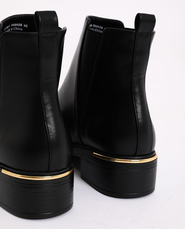 Bottines en simili cuir noir - Pimkie