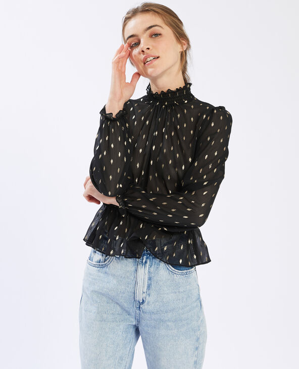 Chemisier transparent à motifs brillants noir - Pimkie