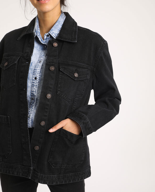 Veste en jean en matière recyclée noir - Pimkie
