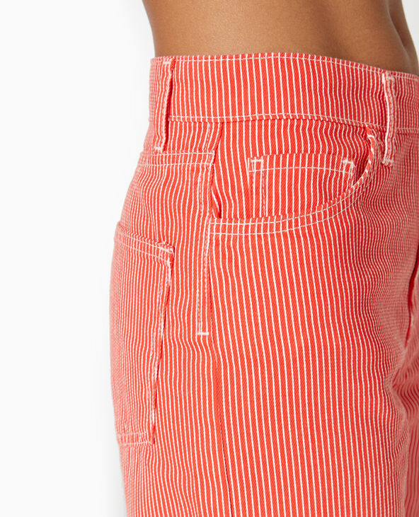 Jean rayé droit taille haute rouge - Pimkie