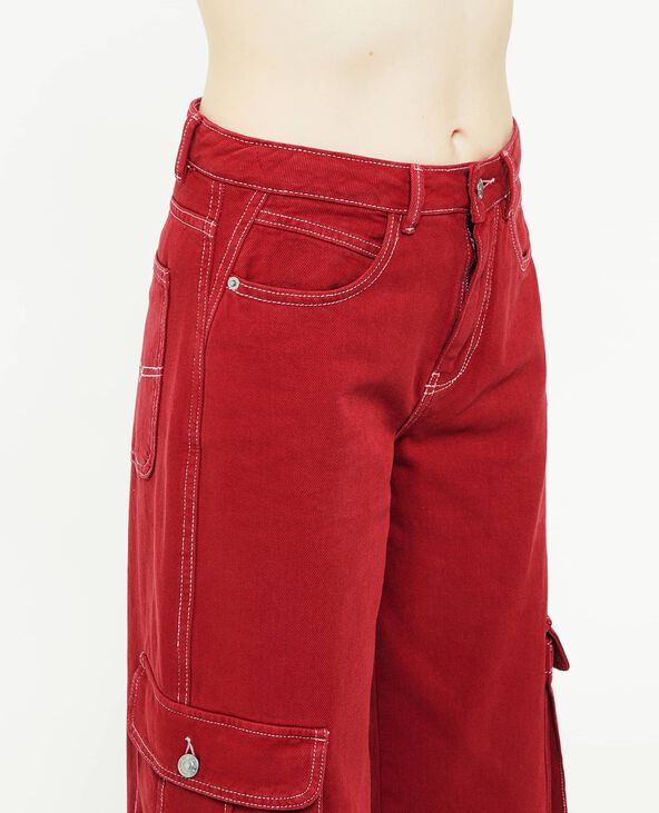 Pantalon cargo droit rouge - Pimkie