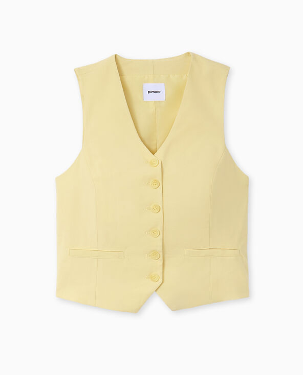 Gilet barman en tissu fluide jaune - Pimkie