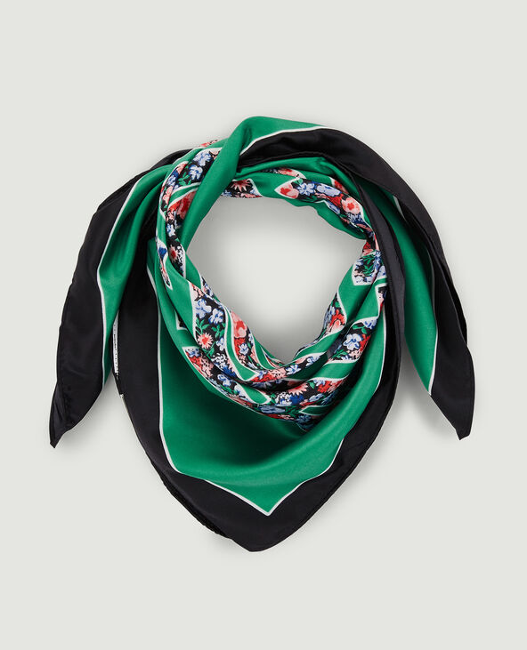 Foulard carré en tissu satiné vert - Pimkie
