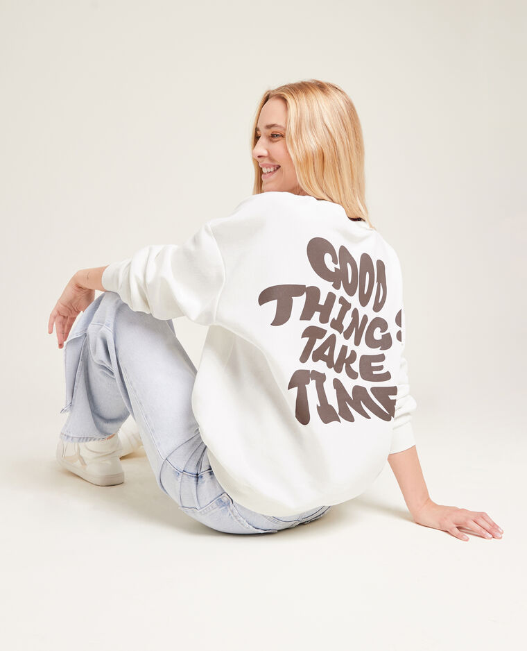 Sweat oversize col rond blanc - Pimkie