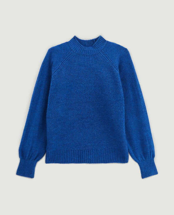 Pull maille col montant bleu électrique - Pimkie