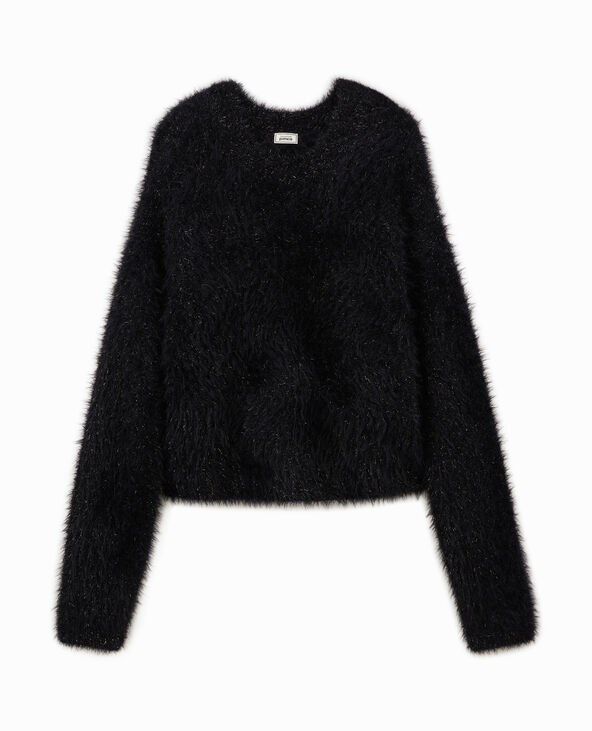 Pull court en maille poilue et lurex noir - Pimkie