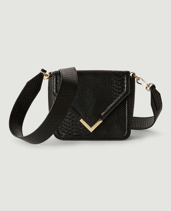 Sac boxy effet python noir - Pimkie