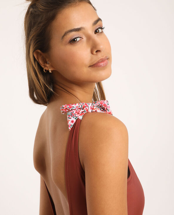 Maillot une pièce à fleurs marron - Pimkie