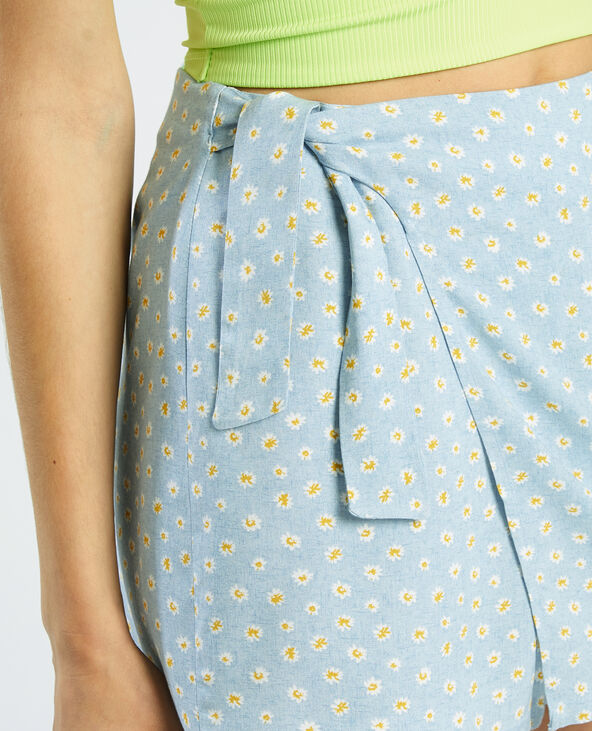 Jupe-short avec ceinture à nouer bleu - Pimkie
