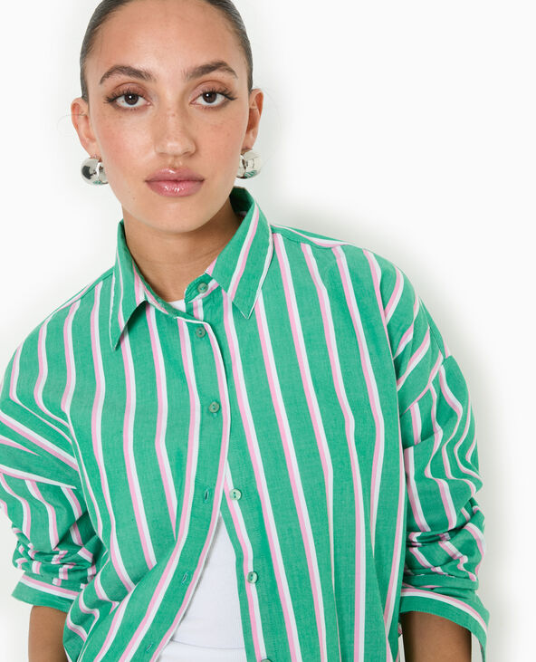 Chemise oversize rayée esprit pyjama d'homme vert - Pimkie