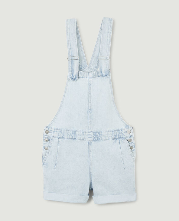 Salopette-short en jean bleu clair - Pimkie