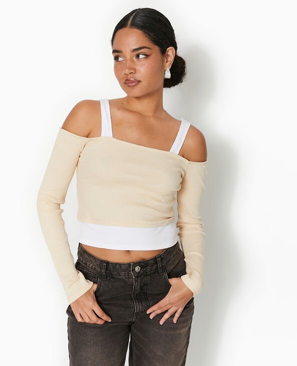 Top court effet 2 en 1 beige - Pimkie