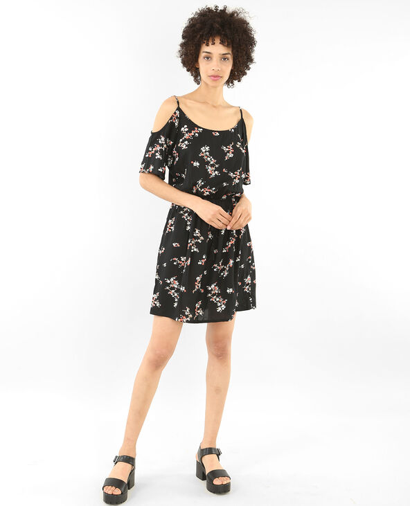 Robe fluide manches peekaboo noir - Pimkie
