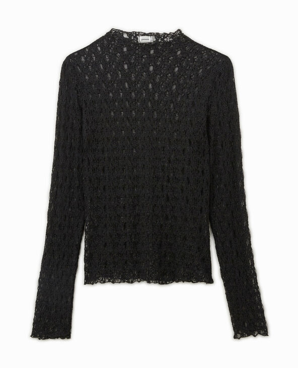 Top col montant en dentelle noir - Pimkie
