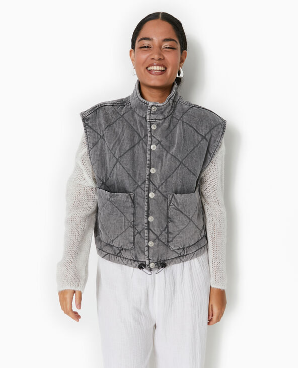 Veste sans manches matelassée en jean blanc - Pimkie