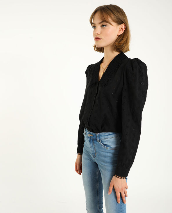 Chemisier broderie 2025 anglaise noir