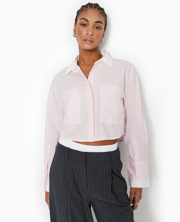 Chemise cropped bicolore rose clair - Pimkie