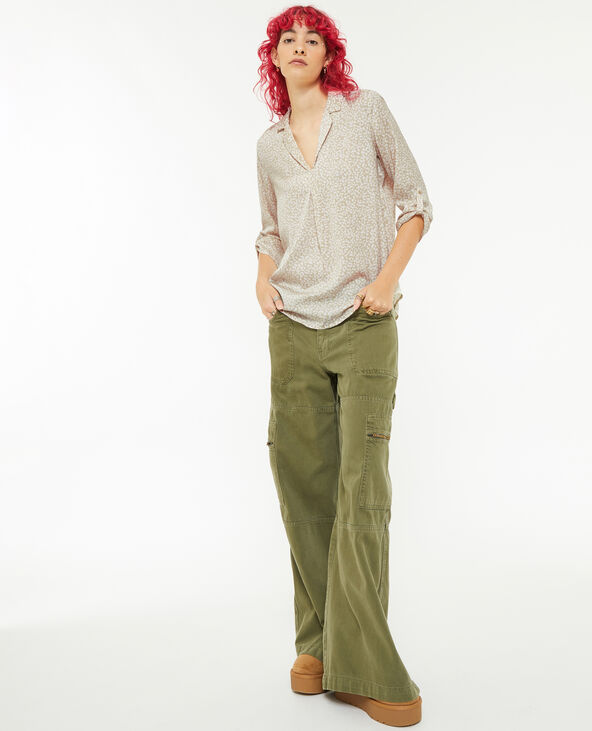 Blouse imprimée peau-de-bête vert kaki - Pimkie
