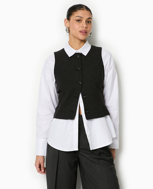 Veste sans manches façon gilet de barman gris - Pimkie