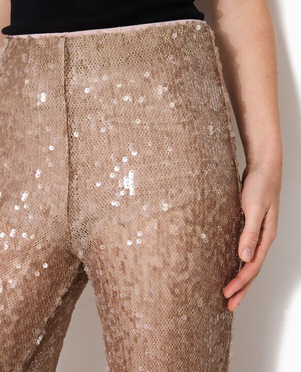 Pantalon droit en maille ajourée avec sequins doré - Pimkie