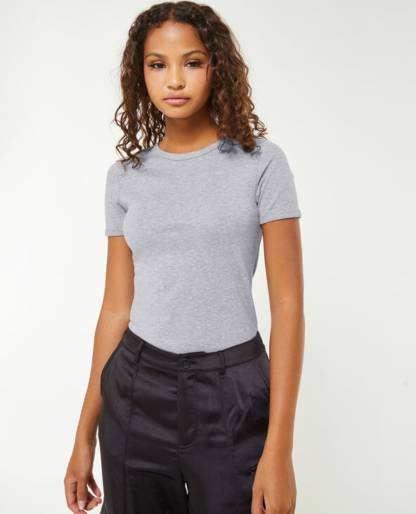 T-shirt col rond gris - Pimkie