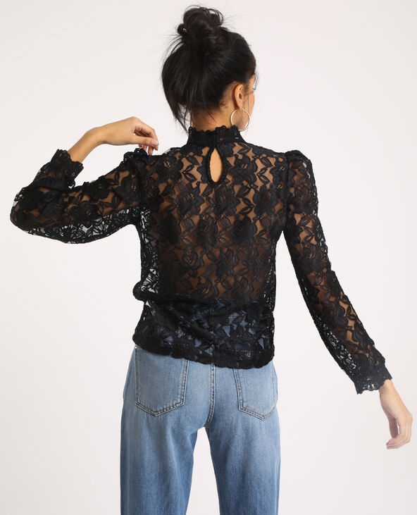 T-shirt en dentelle noir - Pimkie