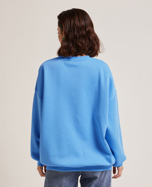 Sweat col rond oversize bleu - Pimkie