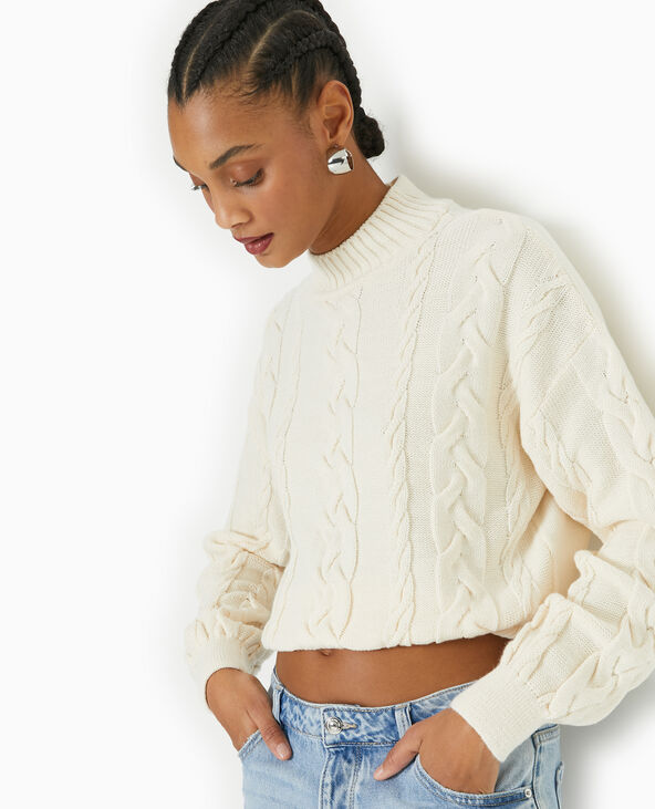 Pull en maille torsadée devant blanc - Pimkie