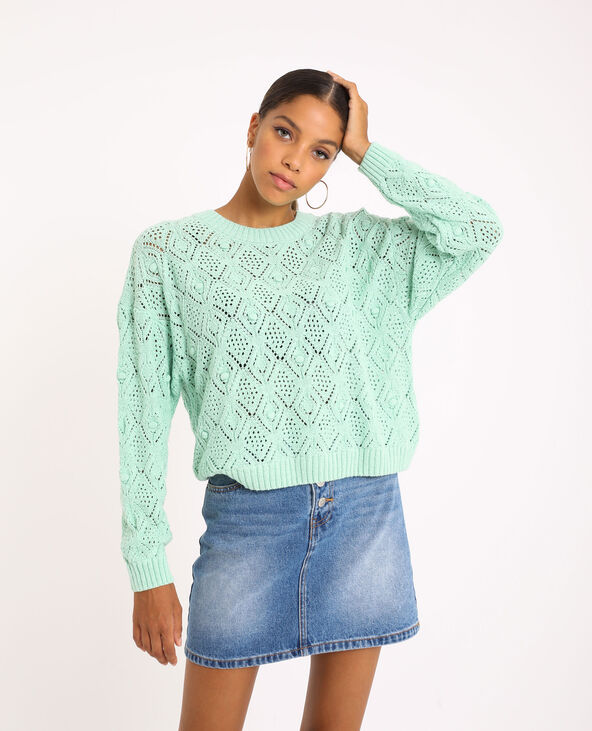 Pull en maille fantaisie vert clair - Pimkie