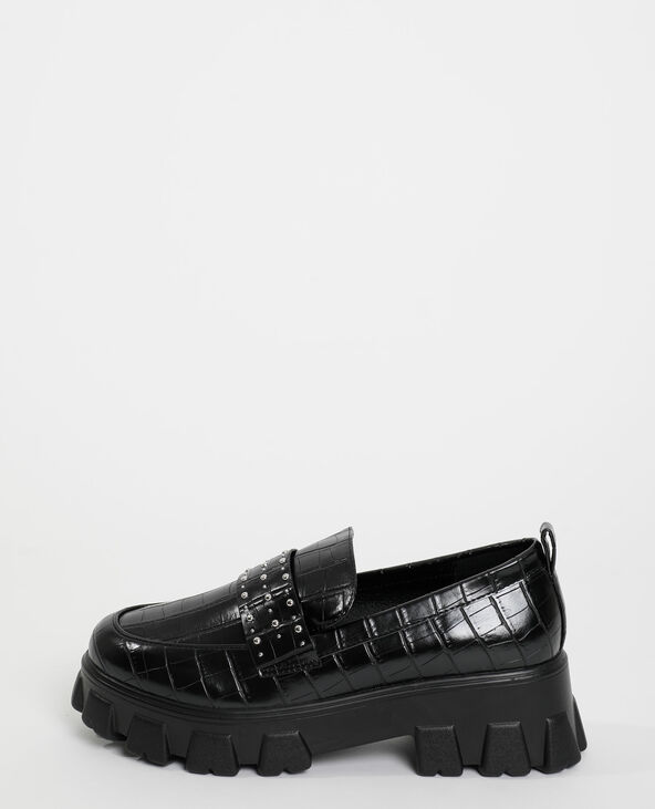 Mocassins croco à clous noir - Pimkie
