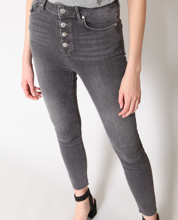 Jeans gris femme taille hot sale haute