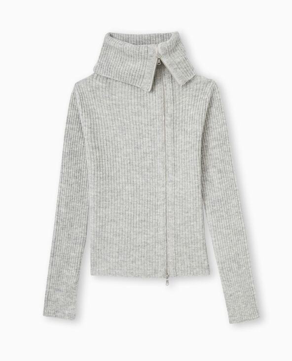 Gilet zippé en maille côtelée gris chiné - Pimkie
