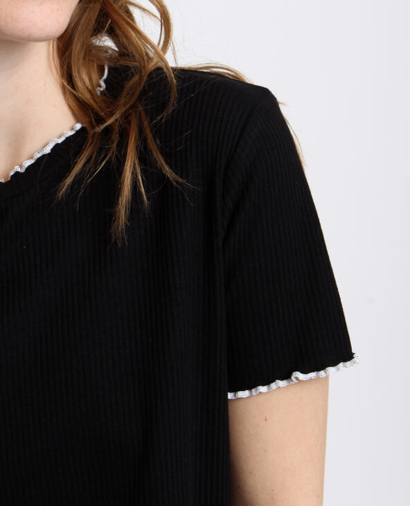 T-shirt cotelé noir - Pimkie
