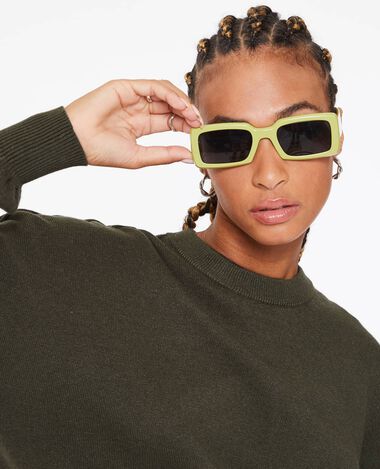 Pull col rond en maille compacte vert kaki - Pimkie