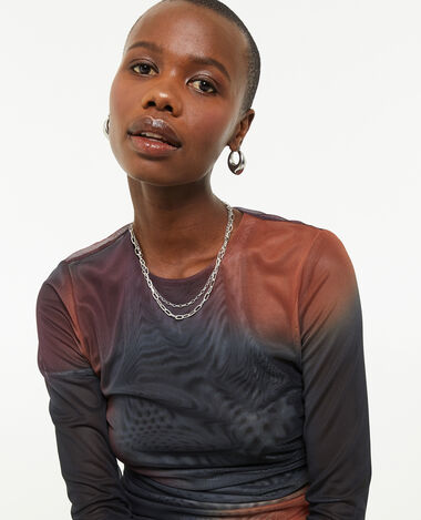 Top manches longues en tulle gris foncé - Pimkie