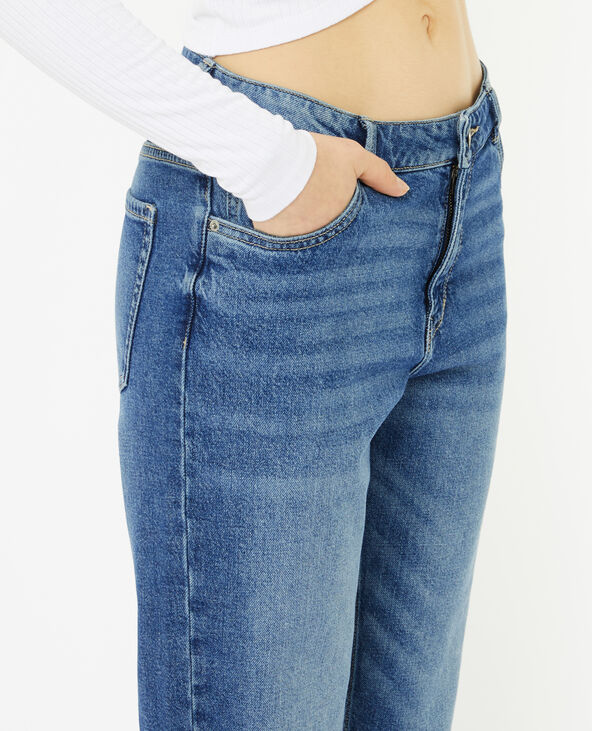Jean droit taille regular avec bas effilochés bleu - Pimkie