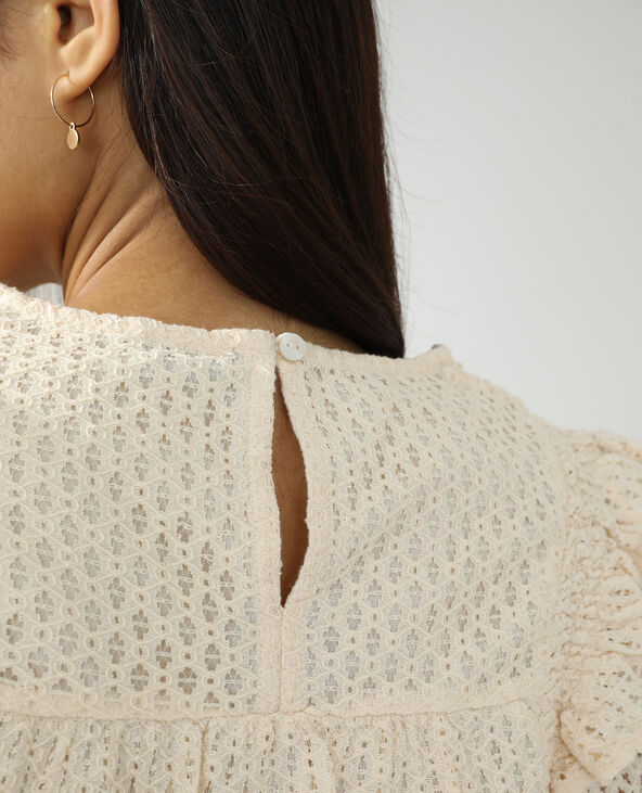 Blouse en dentelle et guipure taupe - Pimkie