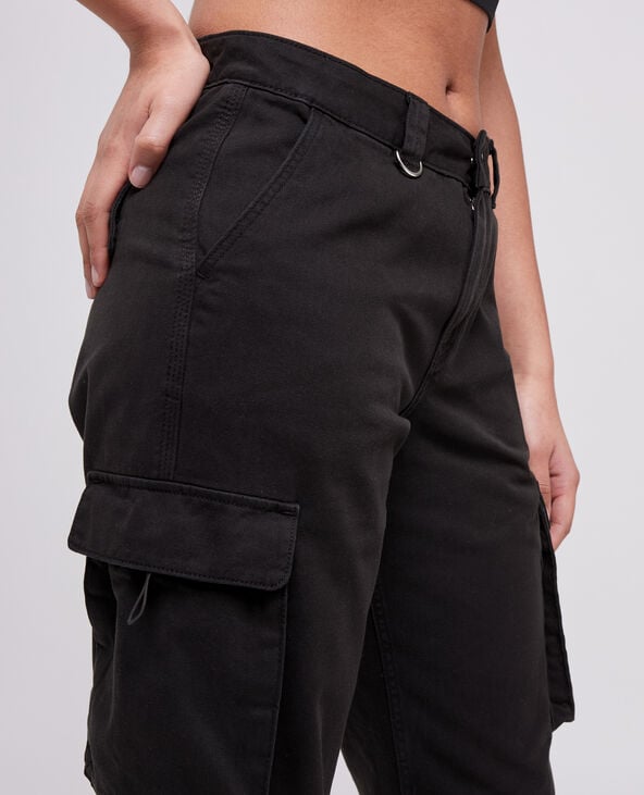 Pantalon droit cargo taille basse noir - Pimkie