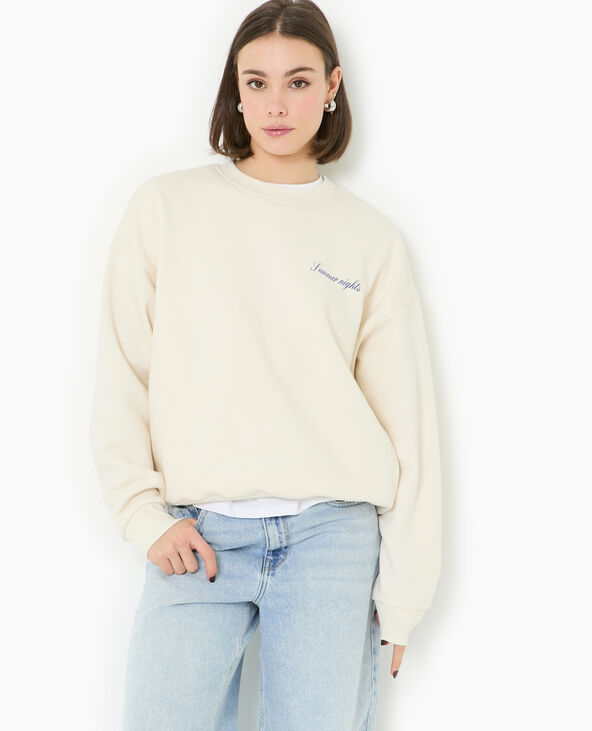 Sweat col rond avec print poitrine et dos blanc - Pimkie