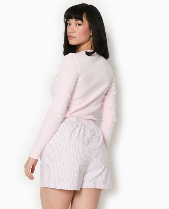 Gilet col rond en maille côtelée rose - Pimkie
