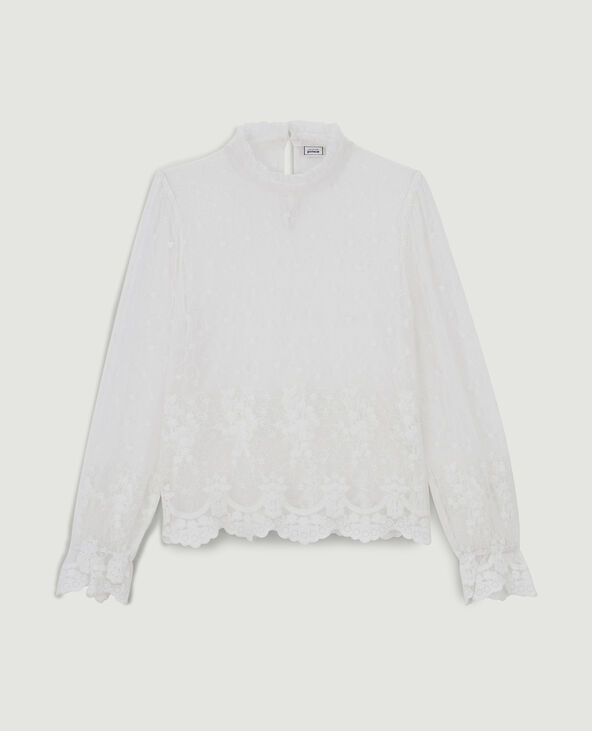 Top en tulle brodée blanc - Pimkie