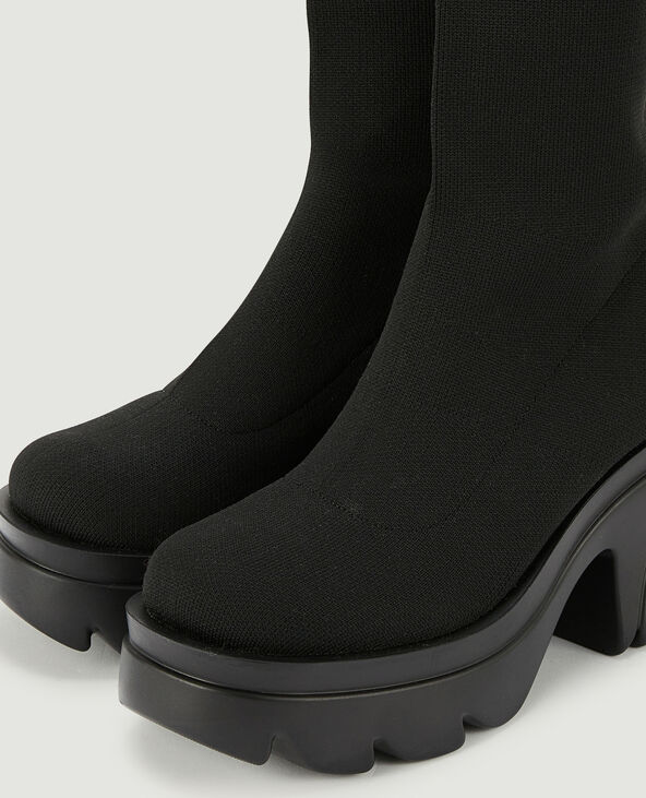 Bottes cuissardes en maille avec semelles plateformes noir - Pimkie