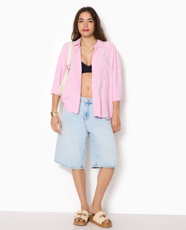 Chemise oversize avec lin rose - Pimkie