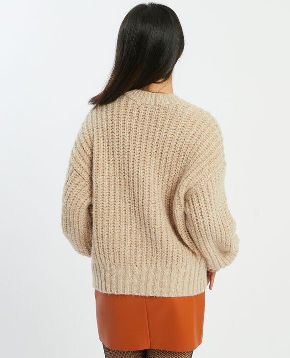 Gilet grosse maille beige - Pimkie