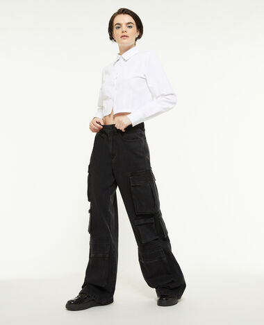 Jean cargo large multipoche noir - Pimkie